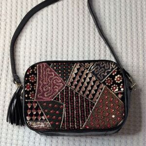 Patricia Nash Black and Multicolor Patchwork Crossbody Bag
